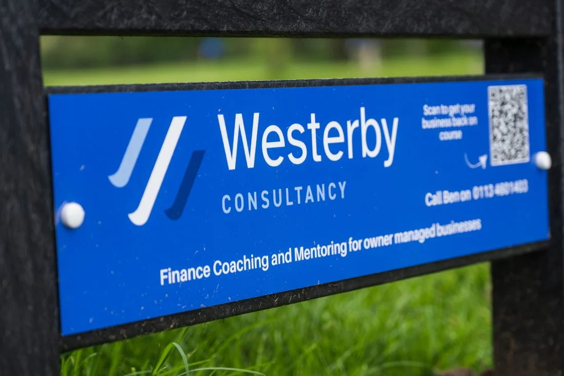 Westerby Consultancy sponsor panel installed on a tee sign