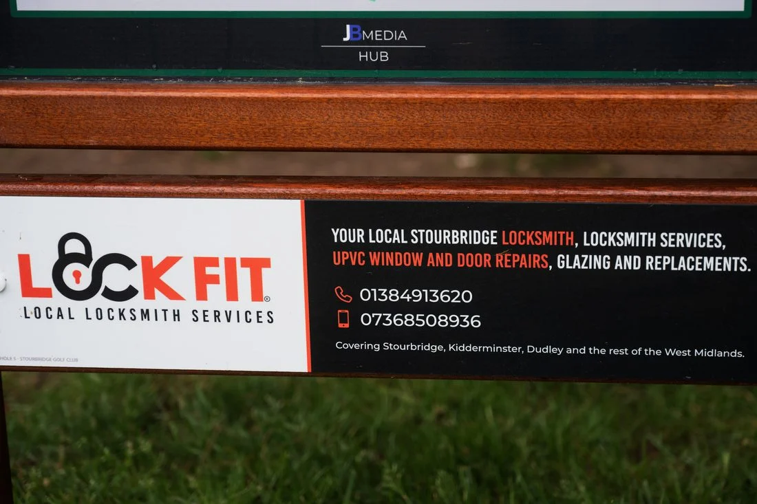 LockFit sponsor panel installed on a tee sign